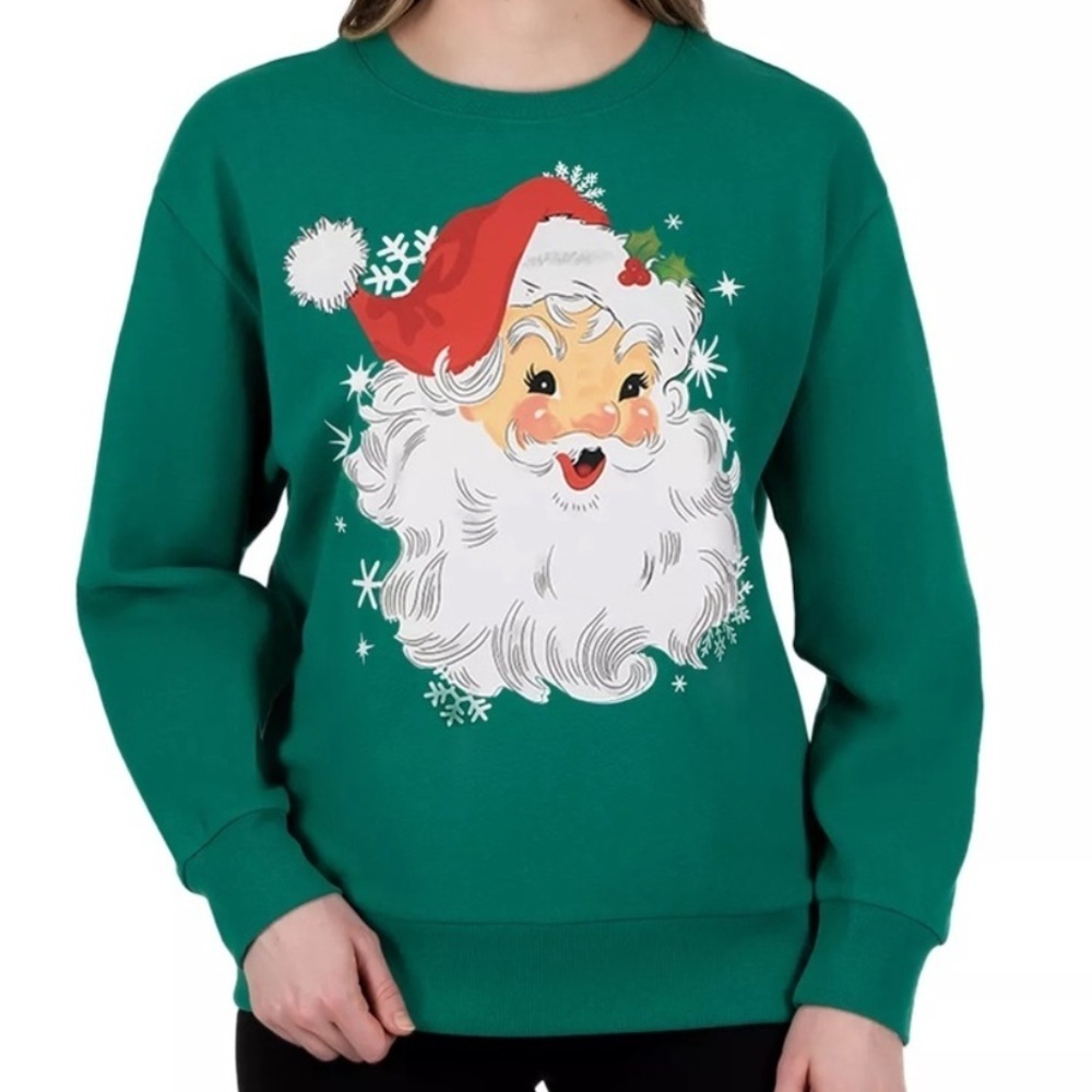 NWT STATE OF MINE Green Long Sleeve Santa Claus Sweatshirt Size X-Large